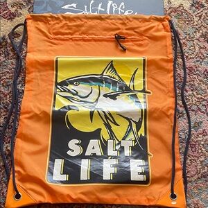 Salt Life Vibrant Orange Drawstring Backpack
